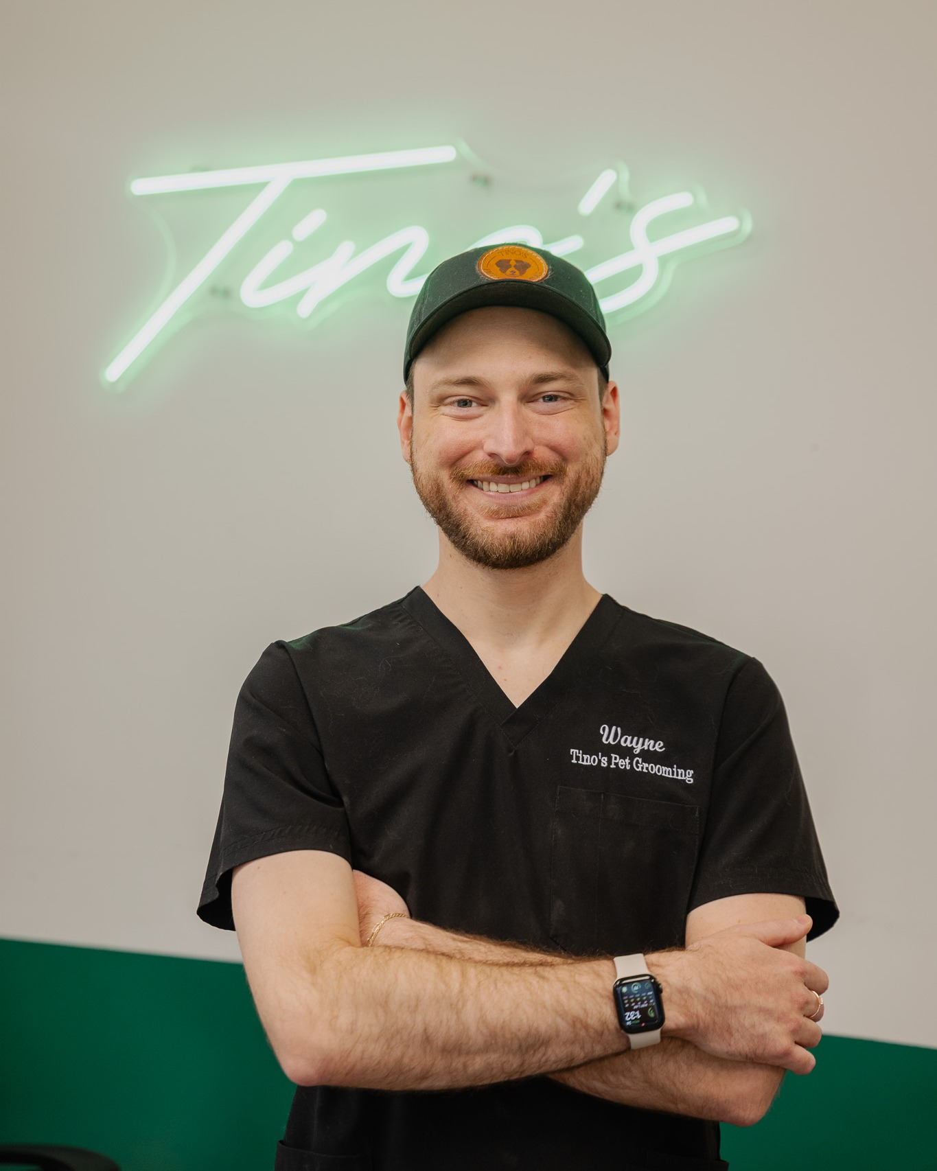 Wayne in his Tino’s uniform at the salon